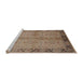 Sideview of Machine Washable Industrial Modern Sienna Brown Rug, wshurb892