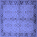 Square Machine Washable Oriental Blue Traditional Rug, wshurb892blu