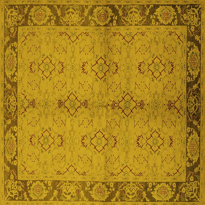 Square Oriental Yellow Traditional Rug, urb892yw