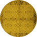 Round Oriental Yellow Traditional Rug, urb892yw