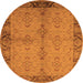 Round Machine Washable Oriental Orange Traditional Area Rugs, wshurb892org