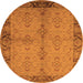 Round Oriental Orange Traditional Rug, urb892org