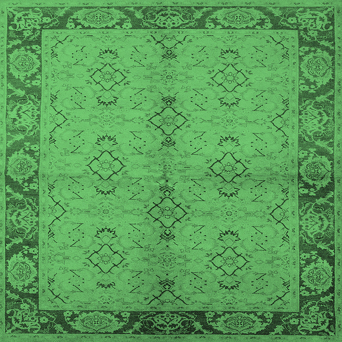 Square Oriental Emerald Green Traditional Rug, urb892emgrn