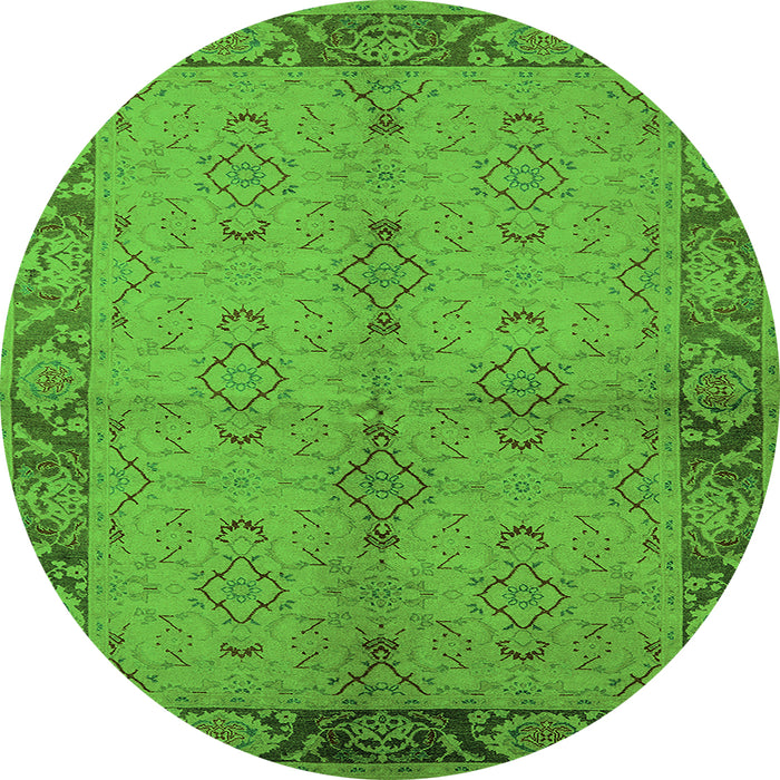 Round Oriental Green Traditional Rug, urb892grn