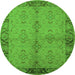 Round Oriental Green Traditional Rug, urb892grn