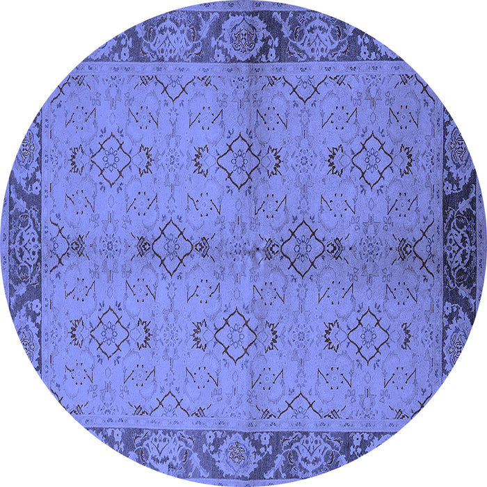 Round Oriental Blue Traditional Rug, urb892blu
