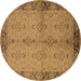 Round Oriental Brown Traditional Rug, urb892brn