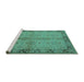 Sideview of Machine Washable Oriental Turquoise Traditional Area Rugs, wshurb892turq