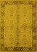 Machine Washable Oriental Yellow Traditional Rug, wshurb892yw