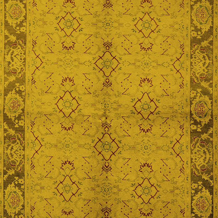 Machine Washable Oriental Yellow Traditional Rug, wshurb892yw