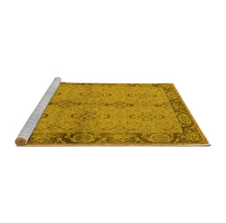 Sideview of Machine Washable Oriental Yellow Traditional Rug, wshurb892yw