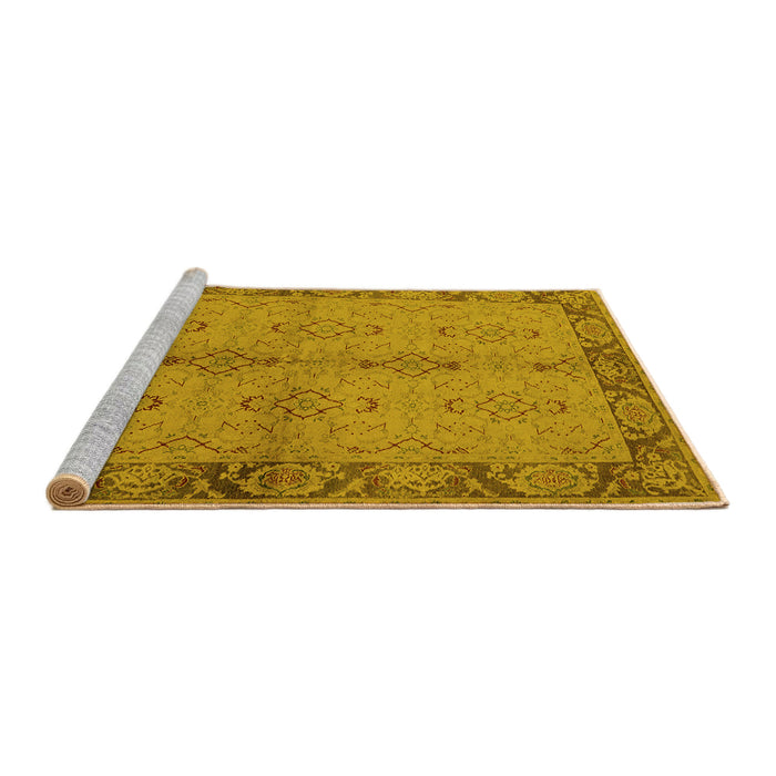 Sideview of Machine Washable Oriental Yellow Traditional Rug, wshurb892yw