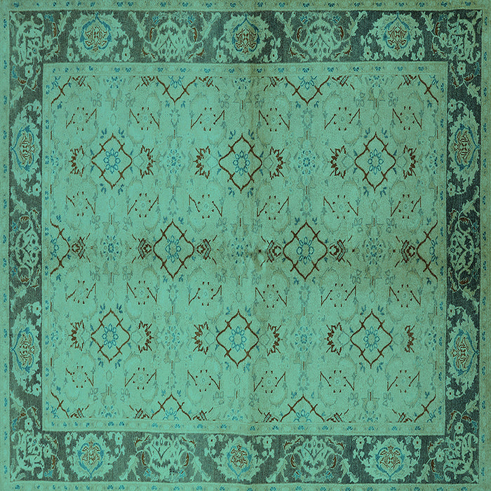 Square Oriental Turquoise Traditional Rug, urb892turq