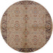 Round Mid-Century Modern Sienna Brown Oriental Rug, urb892