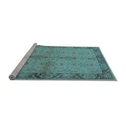 Sideview of Machine Washable Oriental Light Blue Traditional Rug, wshurb892lblu