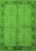 Machine Washable Oriental Green Traditional Area Rugs, wshurb892grn