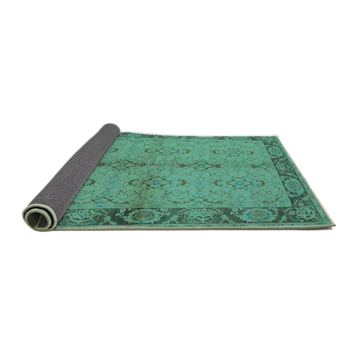 Sideview of Oriental Turquoise Traditional Rug, urb892turq
