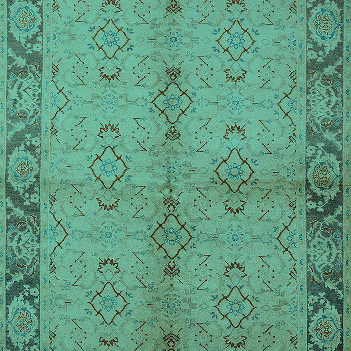 Machine Washable Oriental Turquoise Traditional Area Rugs, wshurb892turq
