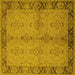 Square Machine Washable Oriental Yellow Traditional Rug, wshurb892yw