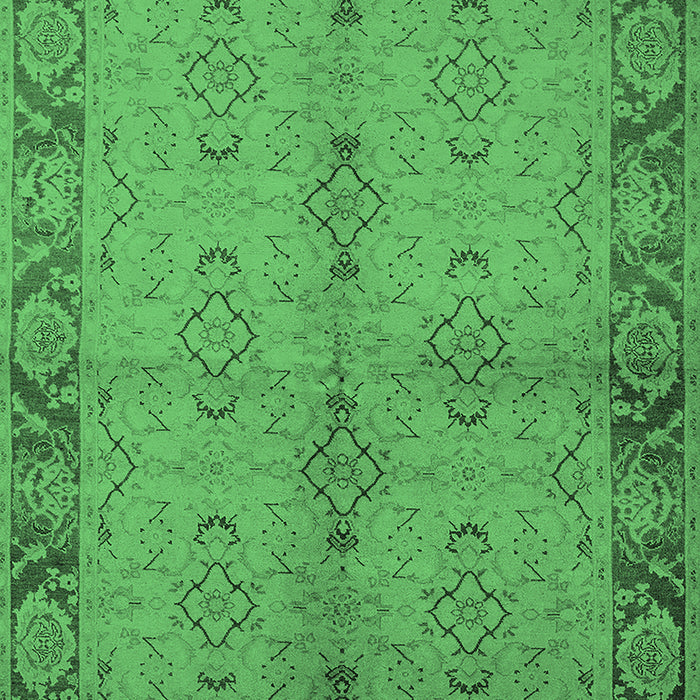 Machine Washable Oriental Emerald Green Traditional Area Rugs, wshurb892emgrn