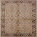 Square Mid-Century Modern Sienna Brown Oriental Rug, urb892