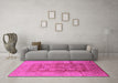 Machine Washable Oriental Pink Traditional Rug in a Living Room, wshurb893pnk