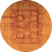 Round Machine Washable Oriental Orange Traditional Area Rugs, wshurb893org