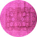 Round Oriental Pink Traditional Rug, urb893pnk