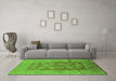 Machine Washable Oriental Green Traditional Area Rugs in a Living Room,, wshurb893grn