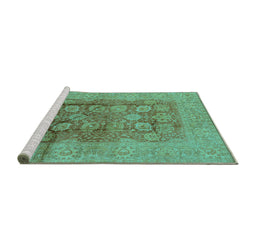 Sideview of Machine Washable Oriental Turquoise Traditional Area Rugs, wshurb893turq