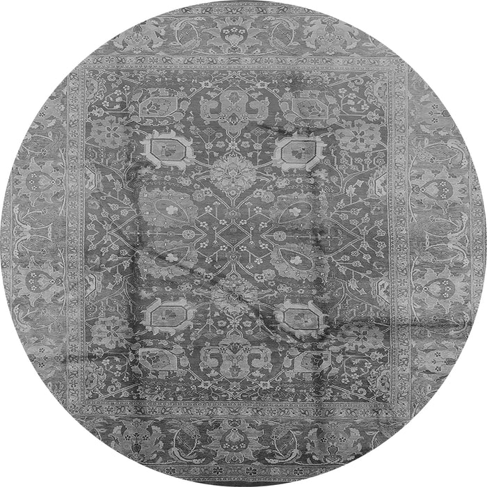 Round Machine Washable Oriental Gray Traditional Rug, wshurb893gry
