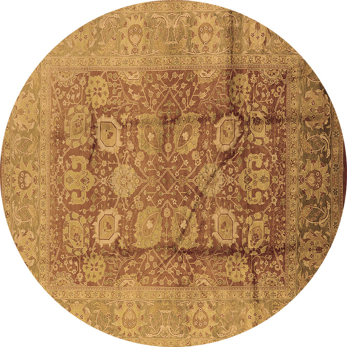 Round Oriental Brown Traditional Rug, urb893brn