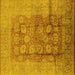 Square Machine Washable Oriental Yellow Traditional Rug, wshurb893yw