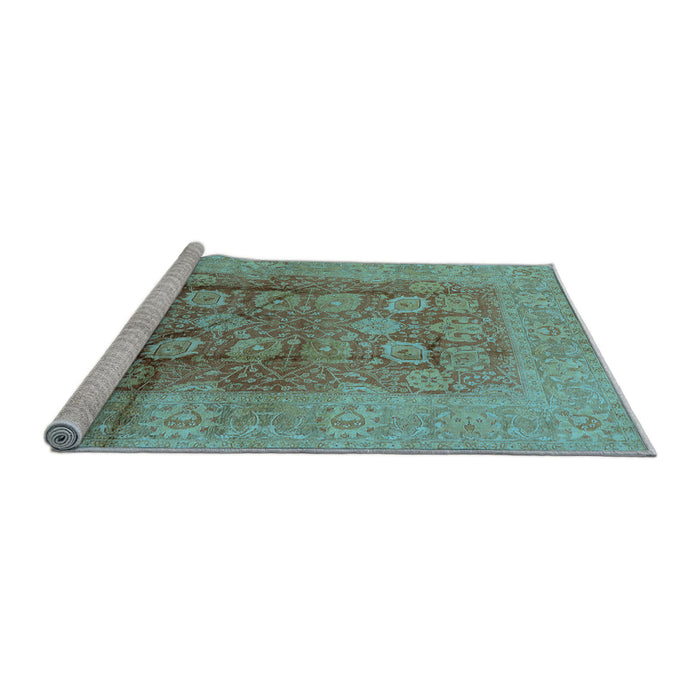 Sideview of Machine Washable Oriental Light Blue Traditional Rug, wshurb893lblu