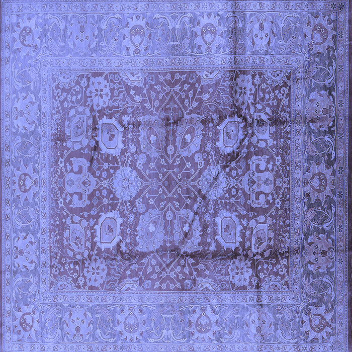 Square Machine Washable Oriental Blue Traditional Rug, wshurb893blu
