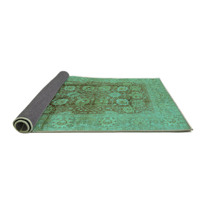 Sideview of Oriental Turquoise Traditional Rug, urb893turq