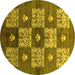 Round Oriental Yellow Industrial Rug, urb894yw