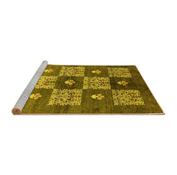 Sideview of Machine Washable Oriental Yellow Industrial Rug, wshurb894yw