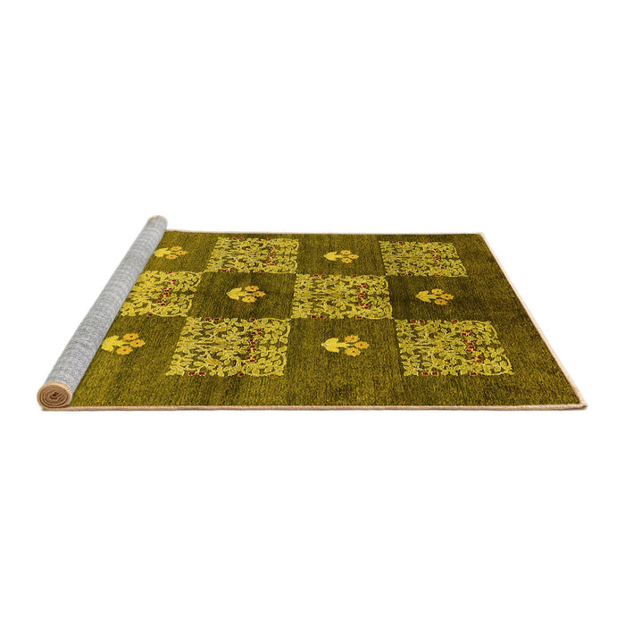 Sideview of Machine Washable Oriental Yellow Industrial Rug, wshurb894yw