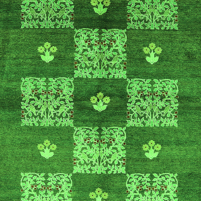 Machine Washable Oriental Green Industrial Area Rugs, wshurb894grn