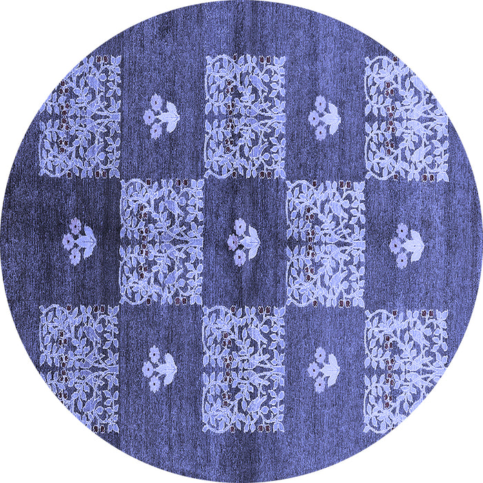 Round Oriental Blue Industrial Rug, urb894blu