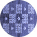 Round Oriental Blue Industrial Rug, urb894blu