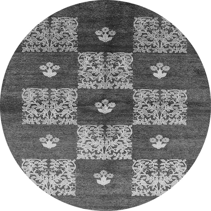 Round Oriental Gray Industrial Rug, urb894gry