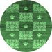 Round Oriental Emerald Green Industrial Rug, urb894emgrn