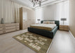 Mid-Century Modern Brown Oriental Rug in a Bedroom, urb894