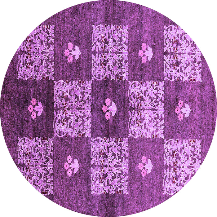 Round Oriental Purple Industrial Rug, urb894pur