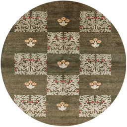 Round Machine Washable Industrial Modern Brown Rug, wshurb894