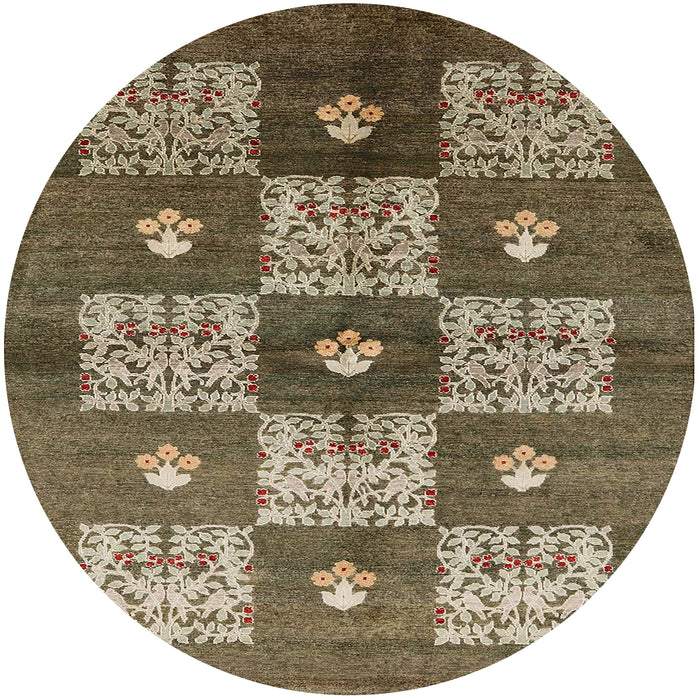 Round Machine Washable Industrial Modern Brown Rug, wshurb894
