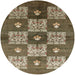 Round Machine Washable Industrial Modern Brown Rug, wshurb894