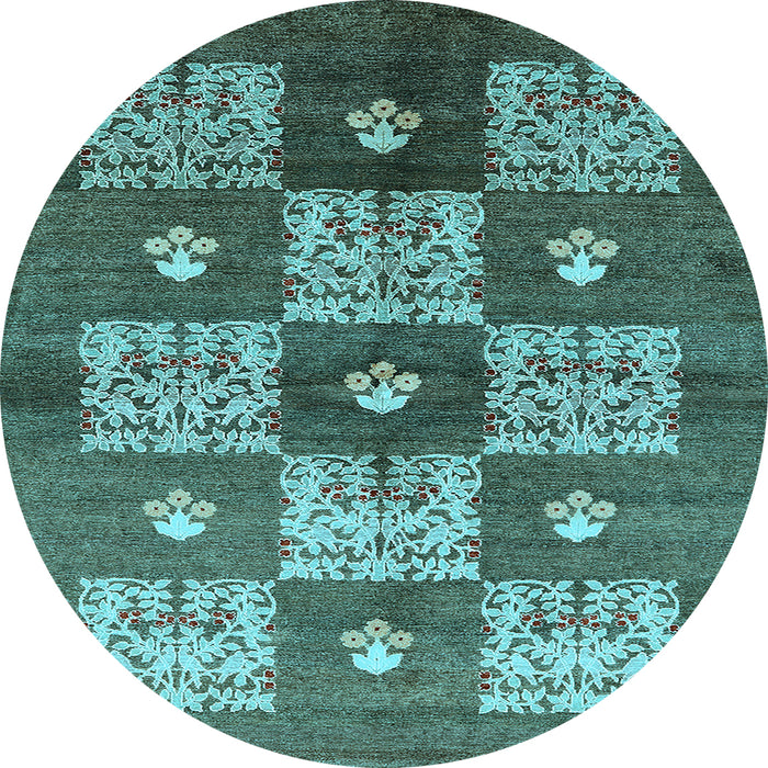 Round Oriental Light Blue Industrial Rug, urb894lblu